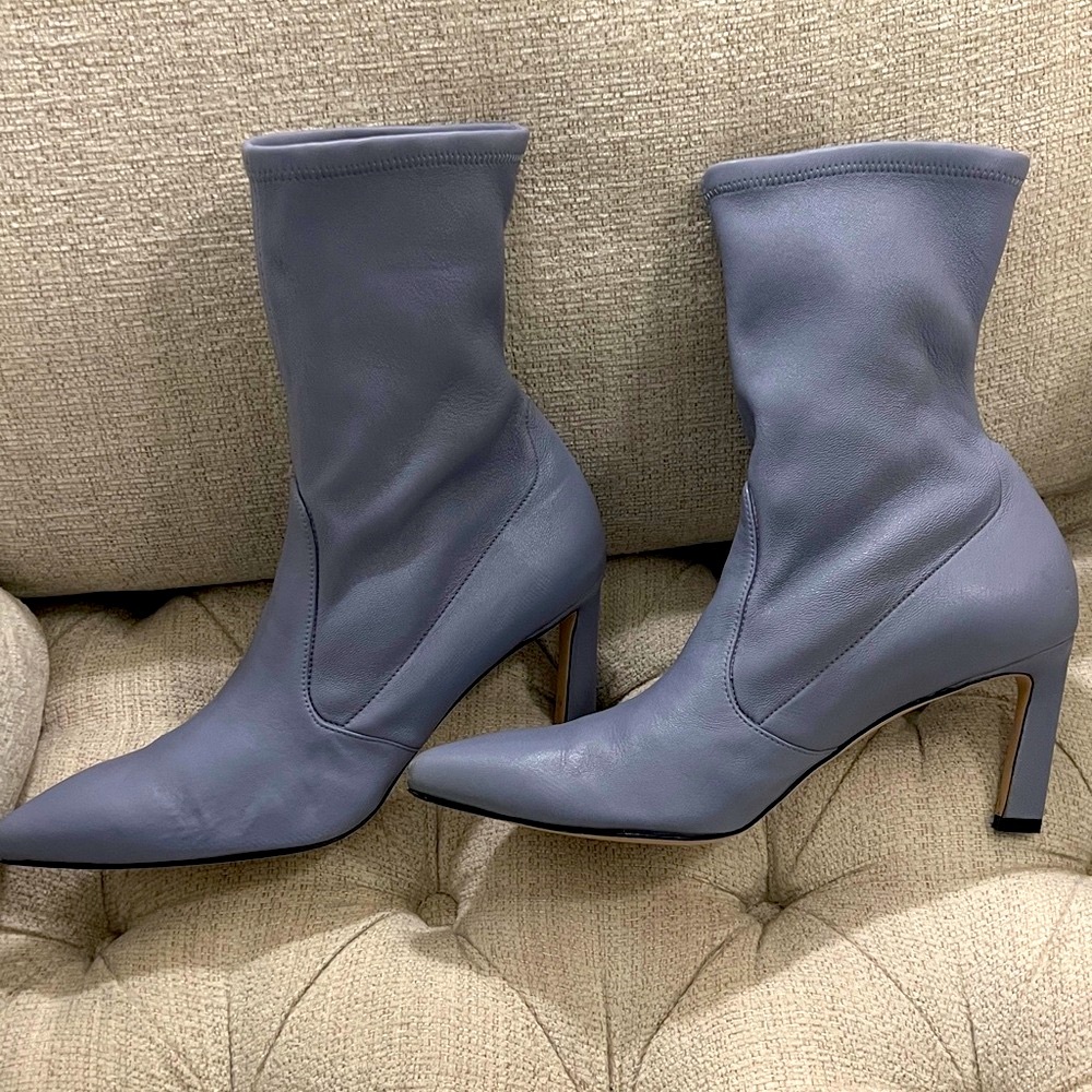 Stuart Weitzman Light Blue Leather Heeled Boots